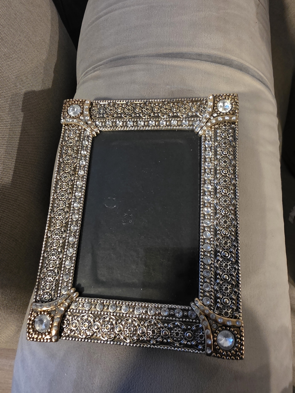 Embellished Decorative Picture Frame - Gold with Clear Crystal Accents